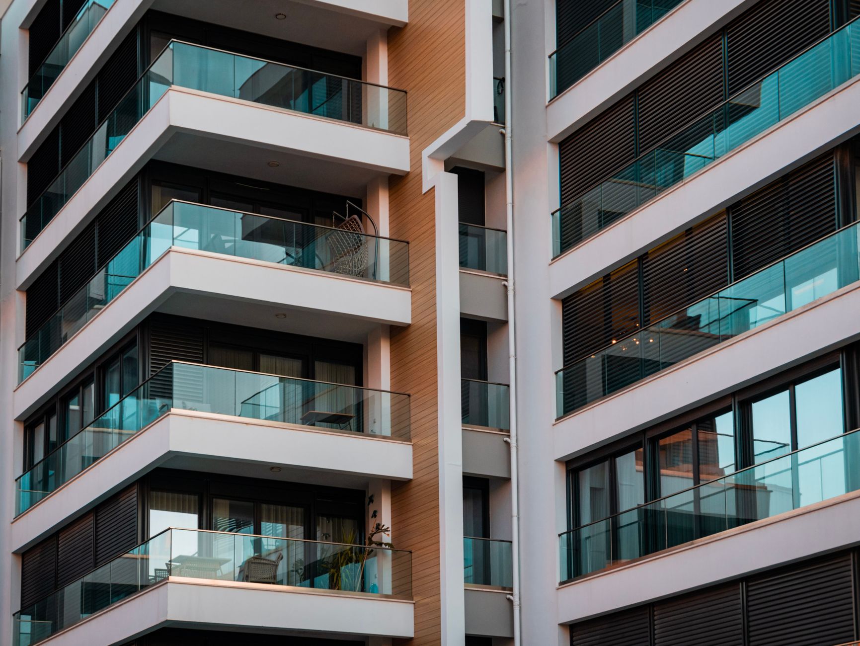 Modern glass architecture in a residential complex